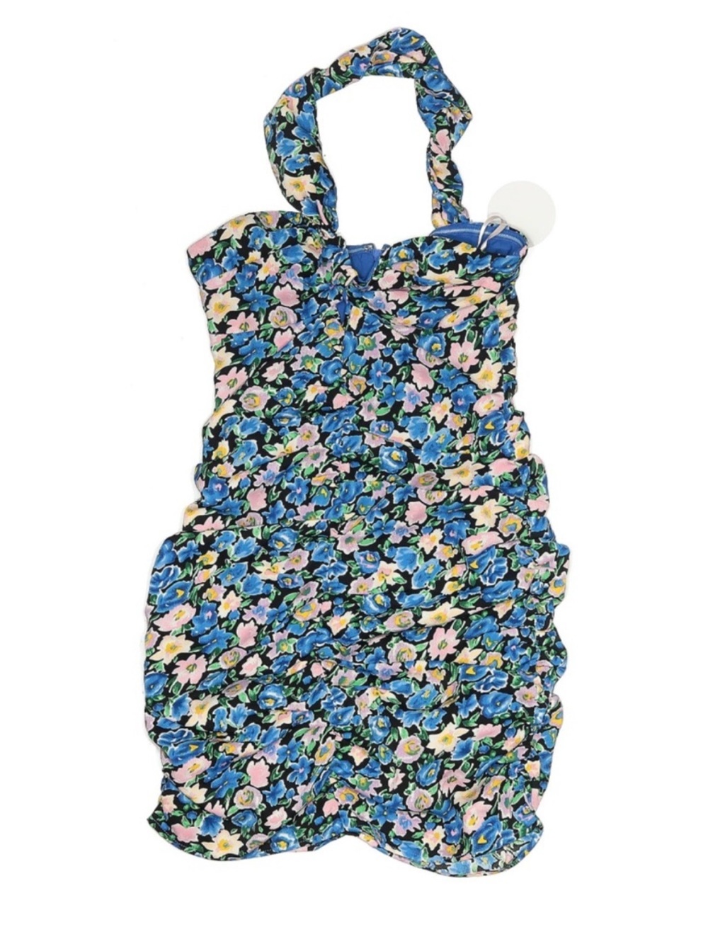 More To Come Maggie Twist Mini Dress Blue Floral One Shoulder Bodycon XS Revolve - Picture 2 of 5